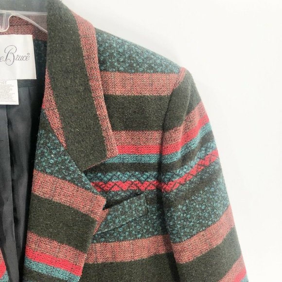 Vintage Lawrence Bruce Oversized Wool Printed Blazer Sz 10 T - Picture 3 of 5